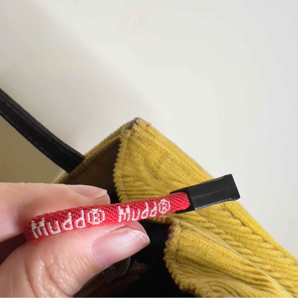 Vtg Y2K MUDD Corduroy Mini Bag Purse Yellow Classic Phone Case Pouch - Picture 5 of 16
